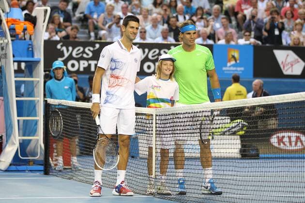 Rafael Nadal, ESP, and Novak Djokovic, SRB, before the men s final of 2012 Tennis Australian Open in Melbourne, 29 01 2012 -