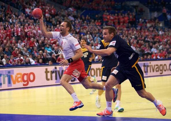 Handball Belgrad (SRB) 27.01.2012 Europameisterschaften der Herren Männer 2012 Halbfinale Dänemark (DAN) - Spanien (ESP) Lars Christiansen (Dänemark, No.09)