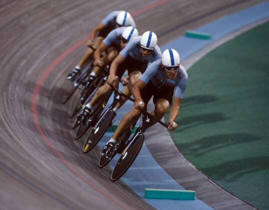 4000m Mannschaftsverfolgung: Team DDR (Steffen Blochwitz, Roland Hennig, Carsten Wolf, Dirk Meier, Uwe Preißler)