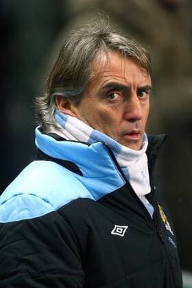Football - Premier League - Manchester City vs. Fulham FC Roberto Mancini, manager of Manchester City at the Etihad Stadium 