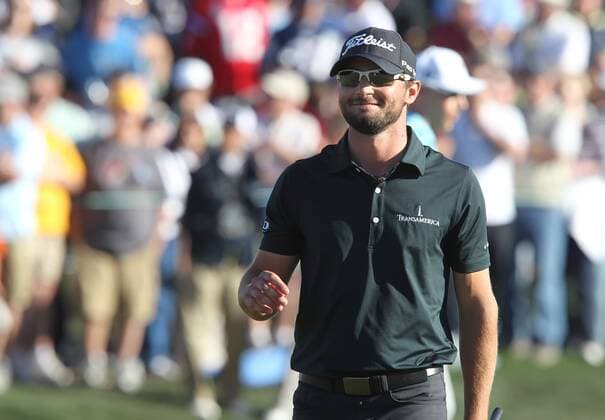 Feb. 5, 2012 - Phoenix, Arizona, U.S. - 5 February 2012: Kyle Stanley is all smiles as he prepares for his final putt of the weekend. Stanley wins the Waste Management Phoenix Open. - ZUMAx81