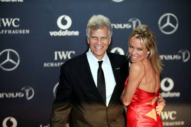 Former U.S. swimming star Mark Spitz, left, and Academy Ambassador Annabelle Bond arrive on the red carpet for the Laureus World Sports Awards 2012 in London, UK, 6 February 2012.  pau603522_27