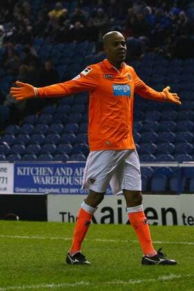 Football - FA Cup Fourth Round Replay - Sheffield Wednesday vs. Blackpool Blackpool s Ludovic Sylvestre celebrates scoring his sides third goal at Hillsborough 