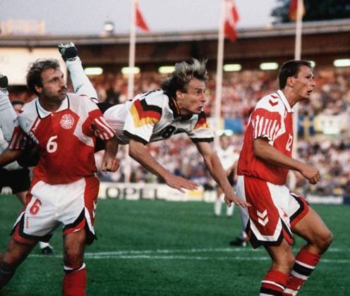 Fußball, EM Finale 1992 in Göteborg, Dänemark - Deutschland 2:0 Europameisterschaft 1992 Schweden BRD - Dänemark 0-2 mitte: Klinsmann Jürgen (BRD)