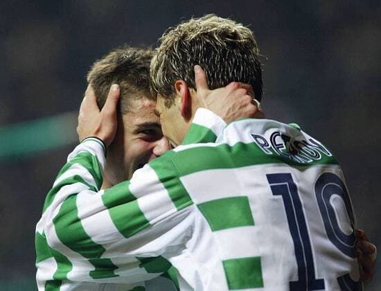 Fussball UEFA- Cup Achtelfinale Hinspiel Celtic Glasgow vs. VfB Stuttgart v.l. Jubel Stillian Petrov (Cel , rechts)