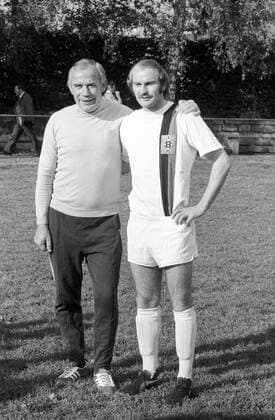 Trainer Hennes Weisweiler (li.) und Horst Köppel (beide Borussia Mönchengladbach)