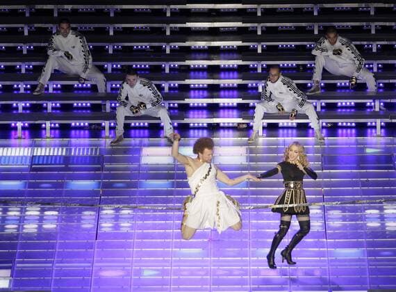 05FEBRUARY2012:Madonna performs during the halftime show at the Super Bowl XLVI between the New York Giants and the New England Patriots in Indianapolis, Indiana. NFL American Football Herren USA FEB 05 Super Bowl XLVI - Giants v Patriots Icon438020512025 EDITORIAL USE ONLY