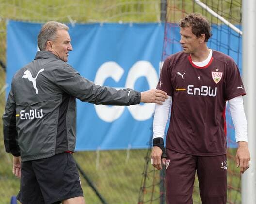 Fussball 1. Bundesliga Saison 2008 2009 VfB Stuttgart: Trainingslager in Going: v.l. Jochen Rücker, Jens Lehmann {
