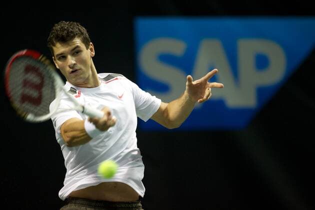 Feb. 13, 2012 - San Jose, California, U.S - Grigor Dimitrov (BUL) competes during first-round play at the SAP Open at HP Pavilion in San Jose, CA. ATP Tennis Herren TENNIS 2012 - Feb 13 - SAP Open - ZUMAq48