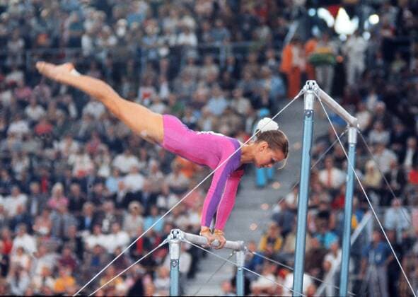 Gymnastics : Munich Olympic games 1972 Karin Janz - East Germany Winner of 3 gold medals in the Horse vault, Uneven bars and team event. 