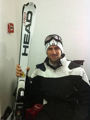 11.02.2012 Kopaonik(Serbia) Novak Djokovic possing with ski : 