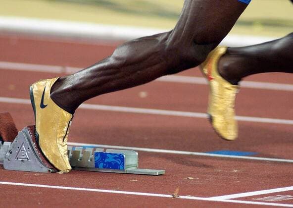 Olympische Spiele Sommerspiele Sydney 2000 Leichtathletik Feature Michael Johnson ( USA ) Goldene Schuhe