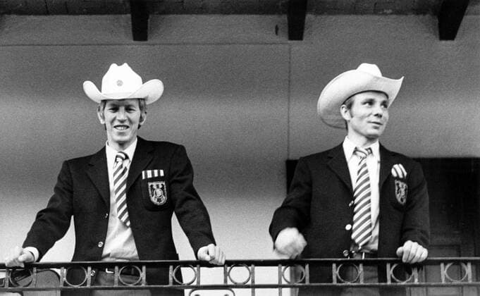 Jürgen Grabowski (li.) und Reinhard -Stan- Libuda (beide BR Deutschland)
