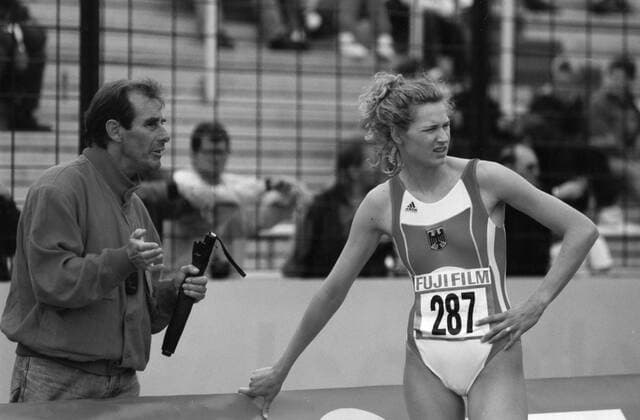 Heike Henkel und Trainer Gerd Osenberg