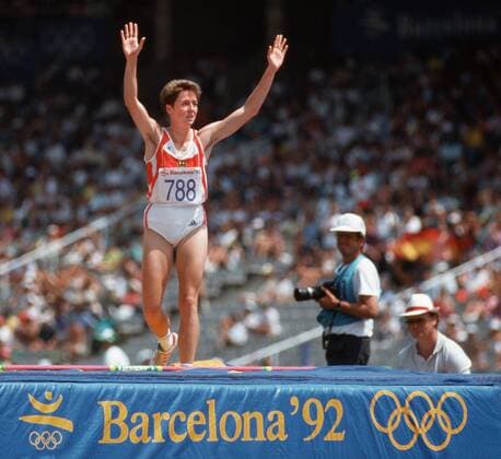 Olympische Spiele Sommerspiele 1992 Barcelona Leichtathletik Sieben - Kampf Damen Sabine BRAUN Deutschland BRD Bronze