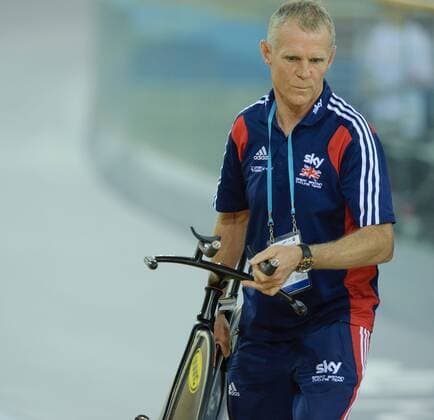 Bilder des Tages - SPORT 16.02.2012 London England. Shane Sutton British Cycling Performance Manager leads out the riders before the start of the Mens Team Pursuit on day one of the UCI Track Cycling World Cup Championships at the London Olympic Velodrome. Part of the London Prepares Series of events organised by LOCOG, London Organising Committee Olympic Games. xStephenxBartholomewx  ActionPlus11243897