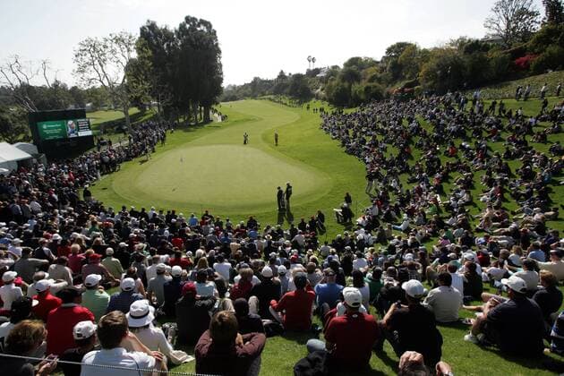 Feb. 18, 2012 - Los Angeles, California, U.S. - Fans crowd at the third round of the Northern Trust Open golf tournament at Riviera Country Club in Los Angeles, Saturday, Feb. 18, 2012. 2012 Northern Trust Open - ZUMAc68