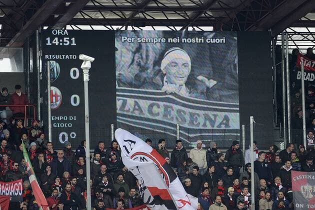 Cesena, 19 02 2012 - Serie A 2011 2012 - AC Milan Fans gedenken dem vor 8 Jahren verstorbenen Radfahrer Marco Pantani (ITA) 