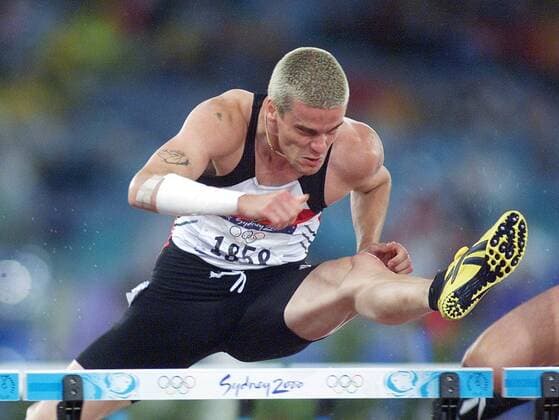 Olympische Spiele Sommerspiele Sydney 2000 Leichtathletik Herren 110 Hürden Falk Balzer ( Deutschland )