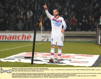 Joie de Lisandro (Lyon) apres son but Football : Lyon Paris Saint Germain - Ligue 1 - 25.02.2012 FredericChambert Panoramic 