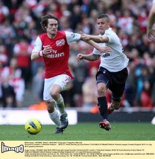 Arsenal FC London v Tottenham Hotspur . . 26.02.12 Tomas Rosicky (A) Kyle Walker (TH) 