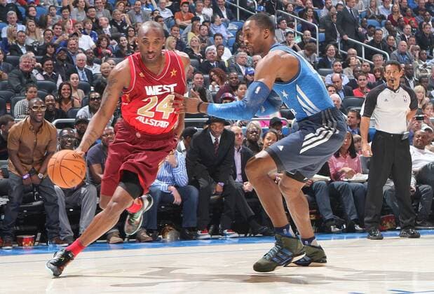 Feb. 26, 2012 - Orlando, FL, USA - West All Star guard Kobe Bryant (24) drives past East All Star center Dwight Howard during the All-Star Game at Amway Center in Orlando, Florida, Sunday, February 26, 2012. 2012 NBA Basketball Herren USA All-Star Game - ZUMAm67