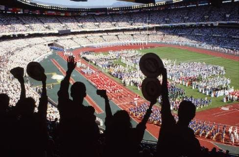 Seoul Olympics - Opening Ceremony 17 09 1988 The Crowd welcome the Athletes into the stadium 