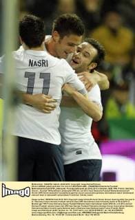 Olivier GIROUD jubelt nach dem Tor zum 0-1 DEUTSCHLAND - FRANKREICH Deutsche Fussball Nationalmannschaft DFB Länderspiel, Freundschaftsspiel am 29.02.2012 in Bremen, GER, FRA, France, Germany, Soccer