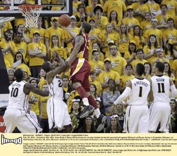 Feb. 29, 2012 - Columbia, MO, USA - Iowa State s Royce White drives for an easy basket during the second half against Missouri at Mizzou Arena in Columbia, Missouri, on Wednesday, February 29, 2012. Missouri rallied for a 78-72 win. Iowa State at Missouri men s basketball - ZUMAm67
