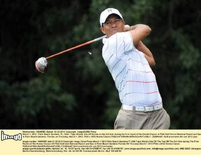 March 1, 2012 - Palm Beach Gardens, FL, USA - Tiger Woods hits off the tee on the 3rd hole during the first round of the Honda Classic at PGA Golf Herren National Resort and Spa in Palm Beach Gardens, Florida, on Thursday, March 1, 2012. PGA s 2012 Honda Classic - ZUMAm67