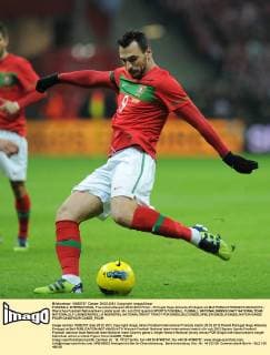 FUSSBALL INTERNATIONAL Freundschaftsspiel 29.02.2012 Polen - Portugal Hugo Almeida (Portugal) am Ball 