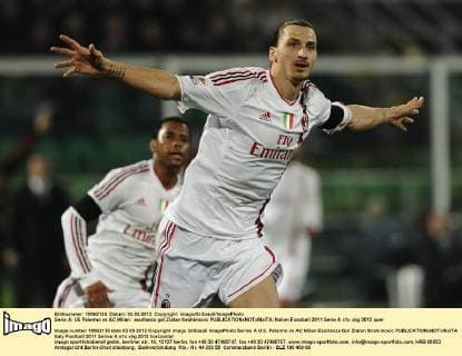 Serie A: US Palermo vs AC Milan: esultanza gol Zlatan Ibrahimovic 