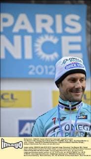 Tom Boonen ( Bel ) Omega Quick Steep Podium CYCLISME : Paris - Nice - 1ere Etape Mantes La Jolie - Orleans - 05 03 2012 PhotoNews Panoramic 