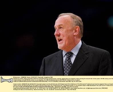 29 February 2012: Head coach Rick Adelman of the Minnesota Timberwolves coaches against the Los Angeles Lakers during the second half of the Lakers 104-85 victory over the Timberwolves at the STAPLES Center in Los Angeles, CA. NBA Basketball Herren USA FEB 29 Timberwolves at Lakers Icon181120229041 EDITORIAL USE ONLY