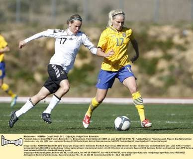 Fussball, Algarve Cup 2012, Frauen, Schweden vs. Deutschland, Viola Odebrecht (GER, L), Lisa Dhalkvist (SWE, R)