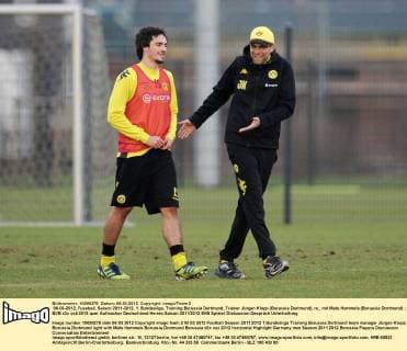 06-03-2012, Fussball, Saison 2011-2012, 1. Bundesliga, Training Borussia Dortmund, Trainer Jürgen Klopp (Borussia Dortmund), re., mit Mats Hummels (Borussia Dortmund)