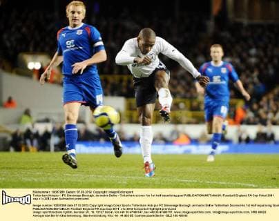 Tottenham Hotspur - FC Stevenage Borough, Jermaine Defoe - Tottenham scores his 1st half equalising goal 
