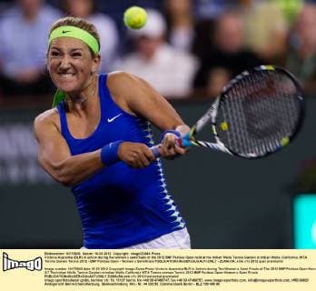 Victoria Azarenka (BLR) in action during the women s semifinals of the 2012 BNP Paribas Open held at the Indian Wells Tennis Garden in Indian Wells, California. WTA Tennis Damen Tennis 2012 - BNP Paribas Open - Women s Semifinals - ZUMAx54