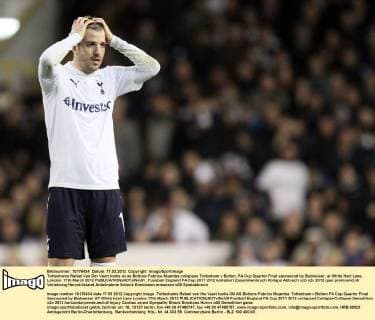Tottenhams Rafael Van Der Vaart looks on as Boltons Fabrice Muamba collapses Tottenham v Bolton, FA Cup Quarter Final sponsored by Budweiser, at White Hart Lane, London. 17th March 2012 EDITORIAL USE ONLY. No use with unauthorised audio, video, data, fixture lists, club league logos or live services. Online in-match use limited to 120 images, no video emulation. No use in betting, games or single club league player publications.
