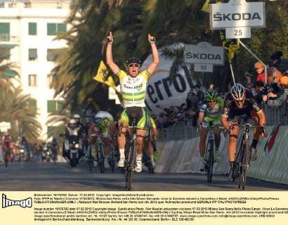 Foto: IPP Pier Maulini Ciclismo 17 03 2012; Milano-San Remo nella foto Simon Gerrands vince la Sanremo davanti a Cancellara e Nibali xHOCHxZWEIx xItalyxPhotoxPressx 