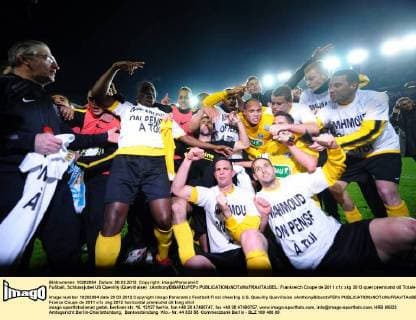 Fußball, Schlussjubel US Quevilly (Quevillaise) xAnthonyBIBARDxFEPx 