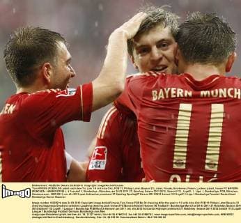 Toni KROOS (FCB Nr.39) jubelt nach dem Tor zum 1-0 mit Ivica Olic, FCB 11, Philipp Lahm (Bayern 21), Jubel, Freude, Emotionen, Feiern, Lachen, jubelt, freuen FC BAYERN MÜNCHEN - HANNOVER 96 ( - ) Fussball 1. Bundesliga , München, am 24.03.2011 27. Spieltag, Saison 2011 2012, Saison1112 , Liga01, 1. Liga, 1. Bundesliga, FCB, München, Hannoveraner