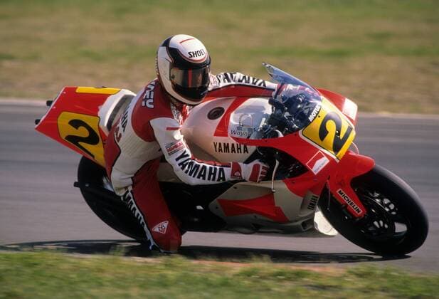 Wayne Rainey (USA Yamaha) auf seiner Maschine