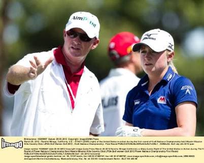 March 29, 2012 - Rancho Mirage, California, U.S. - STACY LEWIS (right) of the United States in action during the first round of Kraft Nabisco Championship held Westin Mission Hills Country Club. LPGA Golf Damen Golf 2012 - Kraft Nabisco Championship - First Round - ZUMAx54
