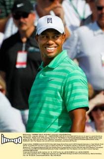 April 4, 2012 - Augusta, Georgia, U.S. - TIGER WOODS fresh off his first PGA Golf Herren win in ages is a early favorite at The Masters. Woods is all smiles during practice for The Masters at the Augusta National Golf Club. Woods drew a large gallery all day. PGA Golf Herren 2012 - Masters Tournament - Practice Round - ZUMAm67