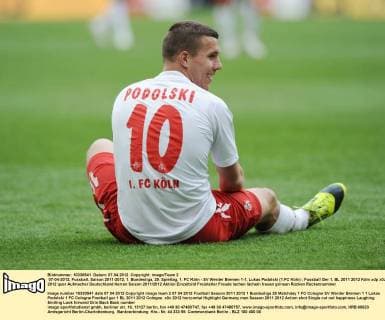 07-04-2012, Fussball, Saison 2011-2012, 1. Bundesliga, 29. Spieltag, 1. FC Köln - SV Werder Bremen 1-1, Lukas Podolski (1.FC Köln)