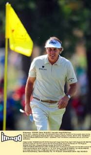 April 8, 2012 - Augusta, GA, USA - Phil Mickelson looks at the pin location on the seventh green during the Masters at the Augusta National Golf Club in Augusta, Georgia, Sunday, April 8, 2012. The Masters - ZUMAm67
