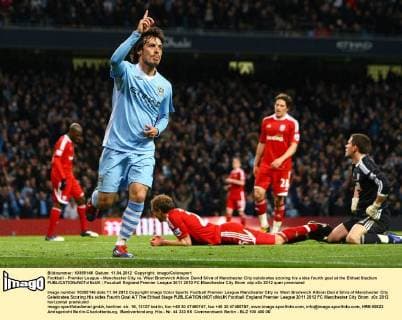 Football - Premier League - Manchester City vs. West Bromwich Albion David Silva of Manchester City celebrates scoring his sides fourth goal at the Etihad Stadium 