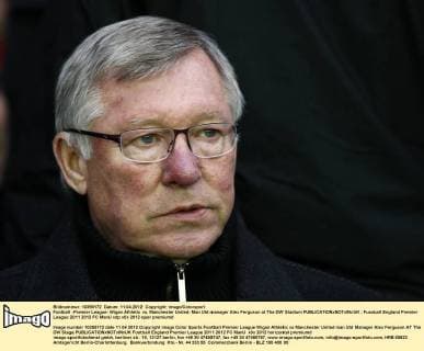 Football -Premier League- Wigan Athletic vs. Manchester United- Man Utd manager Alex Ferguson at The DW Stadium 