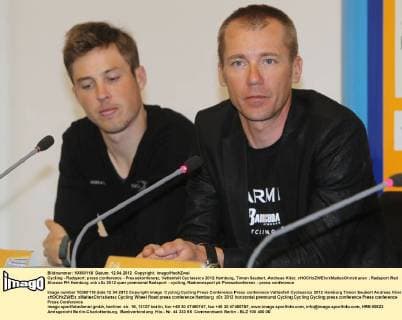 Cycling - Radsport: press conference - Pressekonferenz, Vattenfall Cyclassics 2012 Hamburg, Timon Seubert, Andreas Klier, xHOCHxZWEIx xMaltexChristiansx